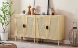 Kitchen storage cabinets with rattan decorative doors;  buffets;  wine cabinets;  dining rooms;  hallways;  cabinet console tables(Natural; 31.5''LX 1