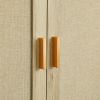 Mid-Century 2-Door Accent Chest;  Wood Storage Cabinet with Shelf and Fabric Covered Panels