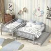 Twin Over Full Bunk Bed with Trundle; Convertible into 2 Beds; the Bunk Bed with Ladder and Safety Rails for Kids; Teens; Adults; Grey (Old Sku:W504S0