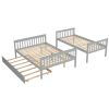 Twin Over Full Bunk Bed with Trundle; Convertible into 2 Beds; the Bunk Bed with Ladder and Safety Rails for Kids; Teens; Adults; Grey (Old Sku:W504S0