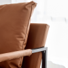 PU Leather Accent Arm Chair Mid Century Modern Upholstered Armchair with Metal Frame Extra-Thick Padded Backrest and Seat Cushion Sofa Chairs for Livi