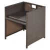 Patio All-Weather PE Wicker Dining Table Set with Wood Tabletop for 10;  Brown Rattan+Beige Cushion (11-Piece)