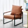 PU Leather Accent Arm Chair Mid Century Modern Upholstered Armchair with Metal Frame Extra-Thick Padded Backrest and Seat Cushion Sofa Chairs for Livi