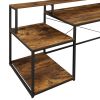 Home Office Computer Desk with Storage Shelves and Monitor Stand Riser Shelf Study Writing Desk Computer Table