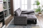 77 Inch Reversible Sectional Storage Sleeper Sofa Bed ; L-Shape 2 Seat Sectional Chaise With Storage ; Skin-Feeling Velvet Fabric ; Dark Grey Color Fo