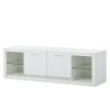 ON-TREND Modern TV Stand with 2 Tempered Glass Shelves; High Gloss Entertainment Center for TVs Up to 70'; Elegant TV Cabinet with LED Color Changing