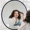 SDKOA Large Round Mirror 36 Inch with Black Aluminum Frame for Wall Decor;  Bathroom Big Circle Mirror Modern Style Wall Hanging for Bedroom;  Living