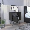 Augusta Nightstand; Single Door Cabinet; Hairpin Legs -Black