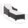 vidaXL Sun Lounger with Cream White Cushion Poly Rattan Black