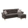 Tan Color Polyfiber Reversible Sectional Sofa Set Chaise Pillows Plush Cushion Couch Nailheads