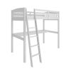 Everest White High Loft Bed with Desk and Storage; Space Saver Full Size Kids Loft Bed with Stairs for Toddlers Assembled in Sturdy Elliotis Pine; No