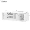 ON-TREND Modern TV Stand with 2 Tempered Glass Shelves; High Gloss Entertainment Center for TVs Up to 70'; Elegant TV Cabinet with LED Color Changing