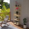 WTZ Bookshelf; Ladder Shelf with Drawers; 5 Tier Tall Bookcase; Modern Open Book Case for Bedroom; Living Room; Office; BC-239 Natural