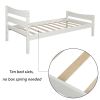Twin Size Wood Platform Bed with Headboard and Wooden Slat Support (White) RT