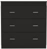 Classic Three Drawer Dresser; Superior Top; Handles -Black