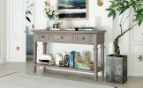 TREXM Classic Retro Style Console Table with Three Top Drawers and Open Style Bottom Shelf; Easy Assembly (Gray Wash)