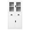 vidaXL Office Cabinet White 35.4"x15.7"x70.9" Steel and Tempered Glass
