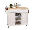 Tullarick Kitchen Cart; Natural &amp; White 98305