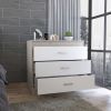Melia Three Drawer Dresser; Superior Top; Metal Hardware -Light Gray / White