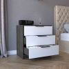 Kaia 3 Drawers Dresser; Superior Top -Smokey Oak / White