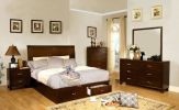 Simple Casual 1pc Nightstand Brown Cherry Color Solid wood Bedroom Furniture Contemporary Look Nightstand Nickel Bar Pull