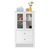 FCH Nordic Minimalist MDF Spray Paint Double Doors And Two Drawers Tv Side Cabinet Bathroom Cabinet White