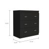 Classic Three Drawer Dresser; Superior Top; Handles -Black