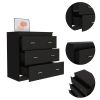 Classic Three Drawer Dresser; Superior Top; Handles -Black