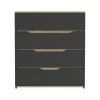Zoe Dresser; Superior Top; Four Drawers -Black / Light Oak