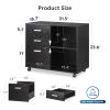 3-Drawer Wood File Cabinet; Mobile Lateral Filing Cabinet; Printer Stand with Open Storage Shelves for Home Office; Black
