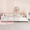 Twin Size Upholstered Daybed with Carton Ears Shaped Headboard; White
