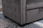 77 Inch Reversible Sectional Storage Sleeper Sofa Bed ; L-Shape 2 Seat Sectional Chaise With Storage ; Skin-Feeling Velvet Fabric ; Dark Grey Color Fo