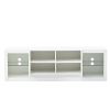 ON-TREND Modern TV Stand with 2 Tempered Glass Shelves; High Gloss Entertainment Center for TVs Up to 70'; Elegant TV Cabinet with LED Color Changing