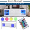 ON-TREND Modern TV Stand with 2 Tempered Glass Shelves; High Gloss Entertainment Center for TVs Up to 70'; Elegant TV Cabinet with LED Color Changing