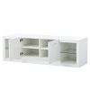 ON-TREND Modern TV Stand with 2 Tempered Glass Shelves; High Gloss Entertainment Center for TVs Up to 70'; Elegant TV Cabinet with LED Color Changing