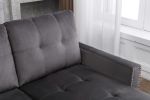 77 Inch Reversible Sectional Storage Sleeper Sofa Bed ; L-Shape 2 Seat Sectional Chaise With Storage ; Skin-Feeling Velvet Fabric ; Dark Grey Color Fo