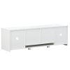 ON-TREND Modern TV Stand with 2 Tempered Glass Shelves; High Gloss Entertainment Center for TVs Up to 70'; Elegant TV Cabinet with LED Color Changing