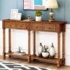 Console Table Sofa Table for Entryway with Drawers and Long Shelf Rectangular