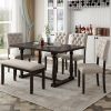 6-Piece Dining Table and Chair Set with Special-shaped Legs and Foam-covered Seat Backs&Cushions for Dining Room