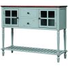 Sideboard Console Table with Bottom Shelf, Farmhouse Wood/Glass Buffet Storage Cabinet Living Room