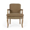 Tim French Country Upholstered Dining Arm Chair with Nailhead Trim