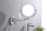 8 Inch LED Wall Mount Two-Sided Magnifying Makeup Vanity Mirror  Extension Finish 1X/3X Magnification Plug 360 Degree Rotation Waterproof Button Shavi
