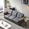Living Room Furniture Linen Fabric Faux Leather with Wood Leg Sofa
