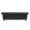83.46''  PU Rolled Arm Chesterfield Three Seater Sofa.