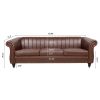 83.46''  PU Rolled Arm Chesterfield Three Seater Sofa.